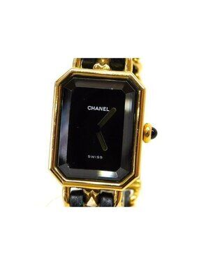 Chanel Watch Premier L Stainless Steel Gold Color Black Quartz